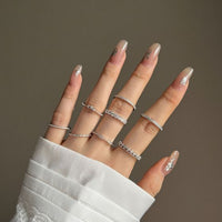 Minimalist Crystal Line Adjustable 925 Sterling Silver Ring