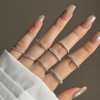 Minimalist Crystal Line Adjustable 925 Sterling Silver Ring