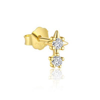 18K Yellow Gold Star Crystal Sterling Silver Stud Earrings