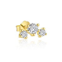 18K Yellow Gold Star Crystal Sterling Silver Stud Earrings