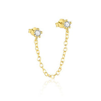 18K Yellow Gold Star Crystal Sterling Silver Stud Earrings