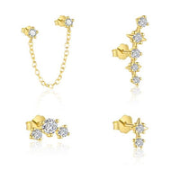 18K Yellow Gold Star Crystal Sterling Silver Stud Earrings