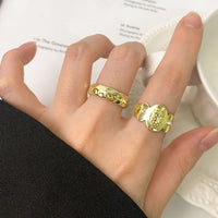 Irregular Hammer Pattern 925 Sterling Silver Adjustable Ring