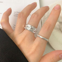 Irregular Hammer Pattern 925 Sterling Silver Adjustable Ring