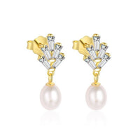 Crystal Shell Pearl Christmas Tree Earrings and Necklace, 925 Sterling Silver