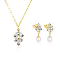 Crystal Shell Pearl Christmas Tree Earrings and Necklace, 925 Sterling Silver