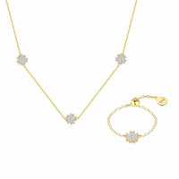 Crystal Floral Pendant Necklace, 925 Sterling Silver