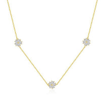 Crystal Floral Pendant Necklace, 925 Sterling Silver