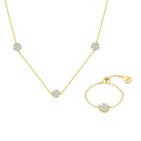 Crystal Floral Pendant Necklace, 925 Sterling Silver