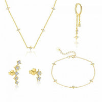 Crystal Star 18K Yellow Gold 925 Sterling Silver Jewelry Set