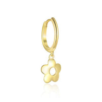 Golden Flower 925 Sterling Silver Hoop Stud Earrings