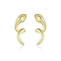 Snake Motif 18K Yellow Gold Plated 925 Sterling Silver Studs and Adjustable Necklace Set