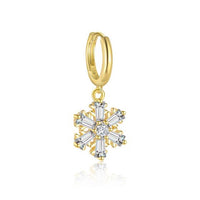 Golden Crystal Snowflake Sterling Silver Dangle Earrings