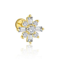 Golden Crystal Snowflake Sterling Silver Dangle Earrings