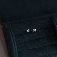 Mini Crystal Cross Stud Earrings in 925 Sterling Silver