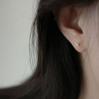 Mini Crystal Cross Stud Earrings in 925 Sterling Silver