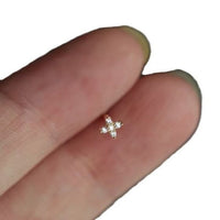 Mini Crystal Cross Stud Earrings in 925 Sterling Silver