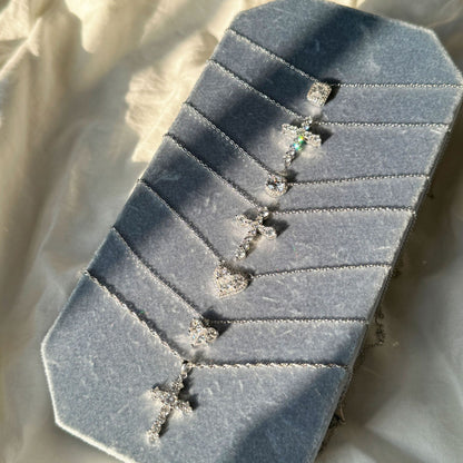 Cross Heart Necklace with 8A Cubic Zirconia in 925 Sterling Silver