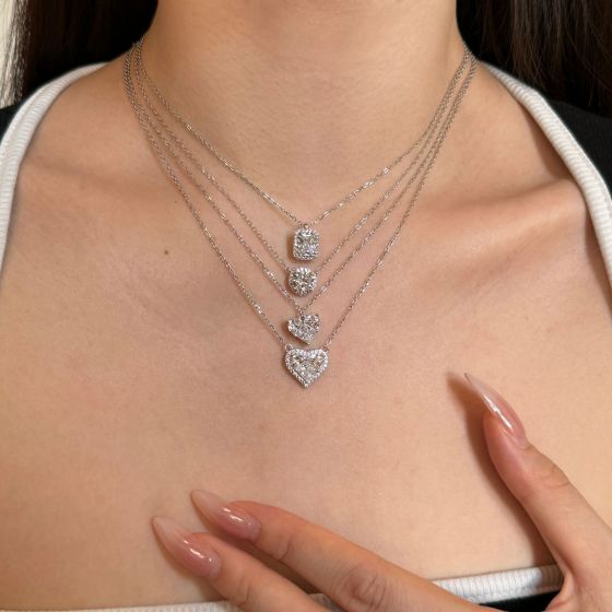 Cross Heart Necklace with 8A Cubic Zirconia in 925 Sterling Silver