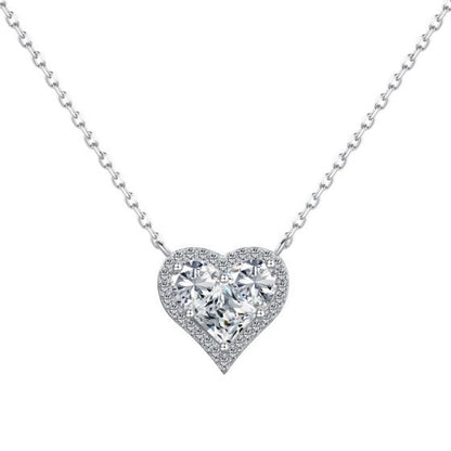 Cross Heart Necklace with 8A Cubic Zirconia in 925 Sterling Silver