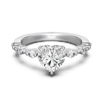 Heart Adjustable Ring with 8A Cubic Zirconia, 925 Sterling Silver