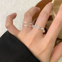 Irregular Round Crystal Waves Ring, 925 Sterling Silver