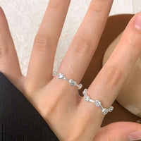 Irregular Round Crystal Waves Ring, 925 Sterling Silver