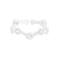 Irregular Round Crystal Waves Ring, 925 Sterling Silver