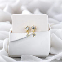 Mini Round Crystal Sterling Silver Dangling Earrings
