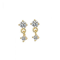 Mini Round Crystal Sterling Silver Dangling Earrings