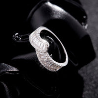 Geometric Baguette Cubic Zirconia Sterling Silver Statement Ring