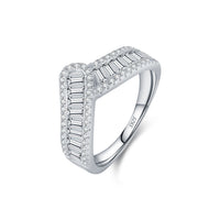 Geometric Baguette Cubic Zirconia Sterling Silver Statement Ring