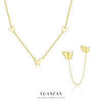 Beautiful Girl Flying Butterfly Necklace with Double-Hole Earrings