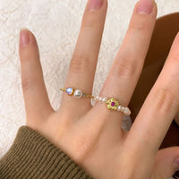Pink Plum Blossom Ring with Cubic Zirconia and Pearls