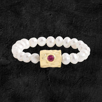 Pink Crystal and Pearl 925 Sterling Silver Ring