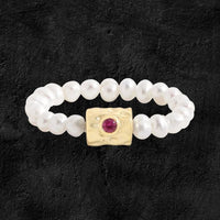 Pink Crystal and Pearl 925 Sterling Silver Ring