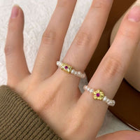 Pink Crystal and Pearl 925 Sterling Silver Ring
