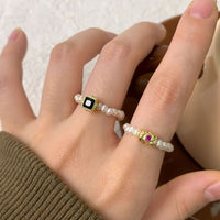 Pink Crystal and Pearl 925 Sterling Silver Ring