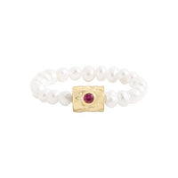 Pink Crystal and Pearl 925 Sterling Silver Ring