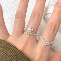 Irregular Hollow Crown Adjustable 925 Sterling Silver Ring