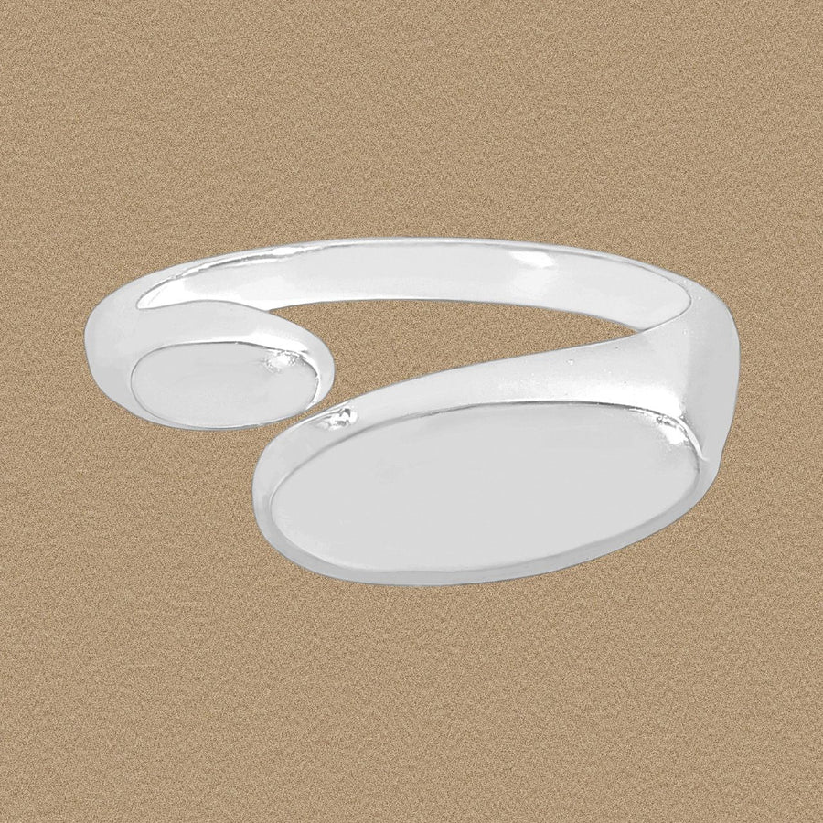 Simple Geometry Oval 925 Sterling Silver Adjustable Ring