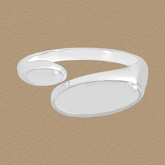 Simple Geometry Oval 925 Sterling Silver Adjustable Ring