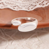 Simple Geometry Oval 925 Sterling Silver Adjustable Ring