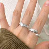Simple Geometry Oval 925 Sterling Silver Adjustable Ring