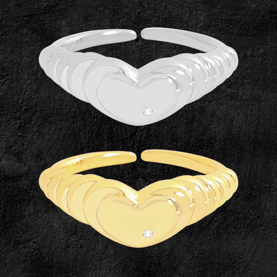 Lover Heart Radiant 925 Sterling Silver Adjustable Ring