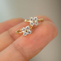 Crystal Four-Leaf Clover Hoop Earrings 925 Sterling Silver
