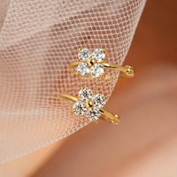 Crystal Four-Leaf Clover Hoop Earrings 925 Sterling Silver