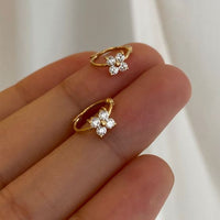 Crystal Four-Leaf Clover Hoop Earrings 925 Sterling Silver