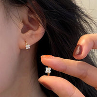 Crystal Four-Leaf Clover Hoop Earrings 925 Sterling Silver