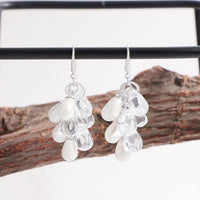 Waterdrop Shell Pearl Grapes Drop Earrings, 925 Sterling Silver